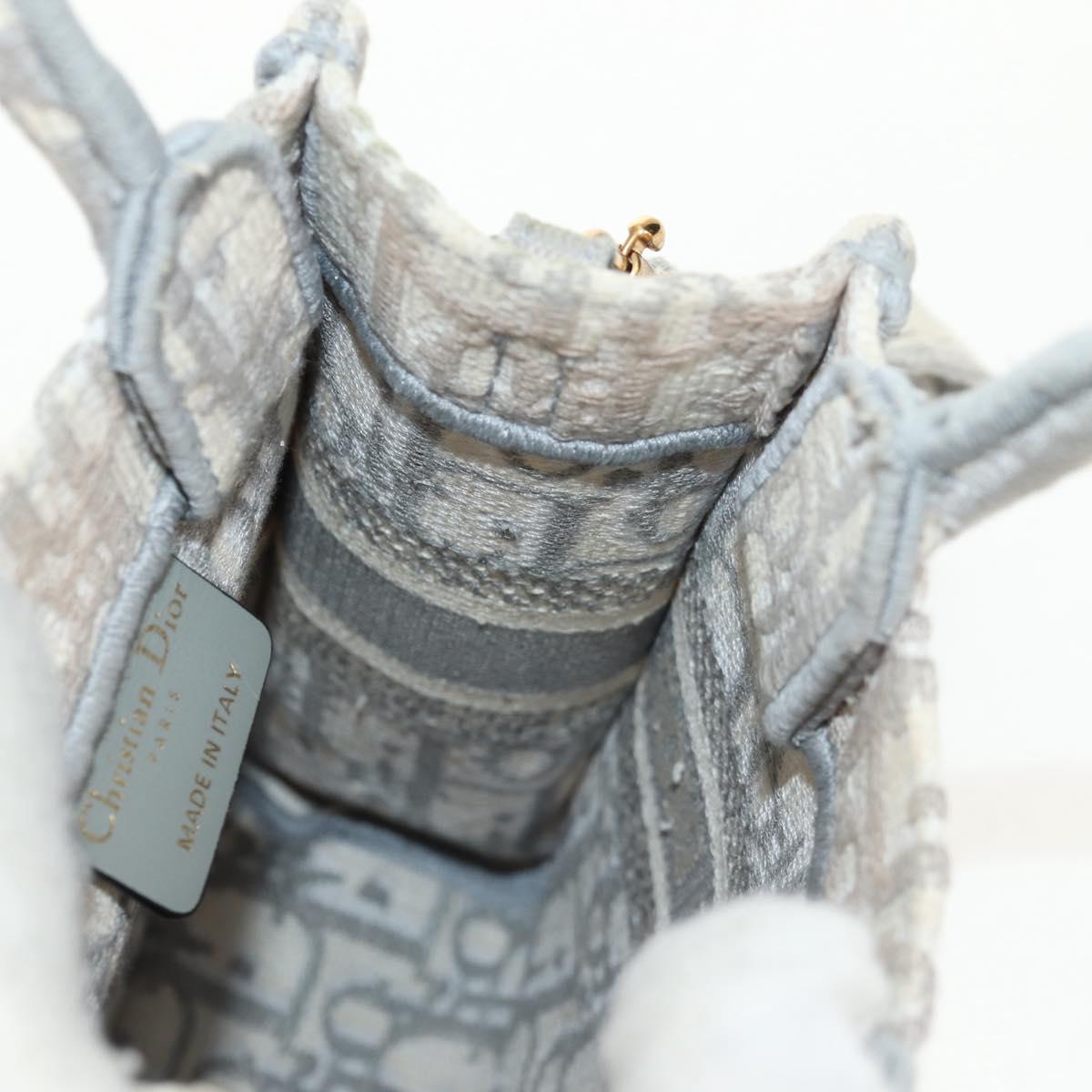 Christian Dior Oblique Book Tote Shoulder Bag Canvas Gray Gold Auth 129785M