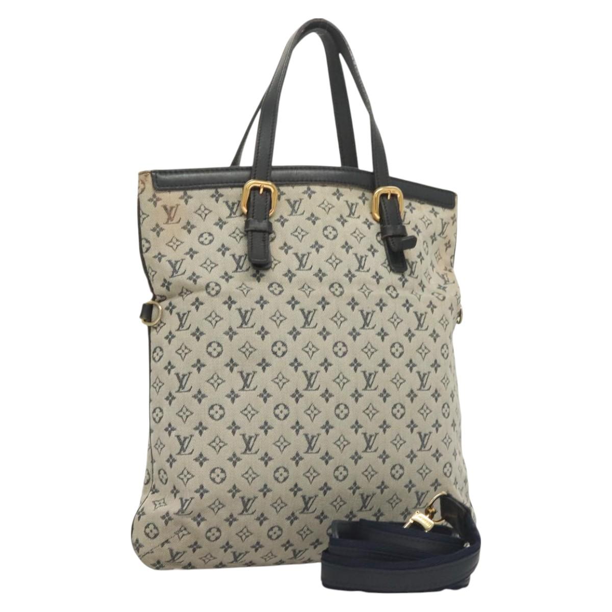 LOUIS VUITTON Monogram Mini Françoise Tote Bag 2way Blue M92208 LV Auth 129802