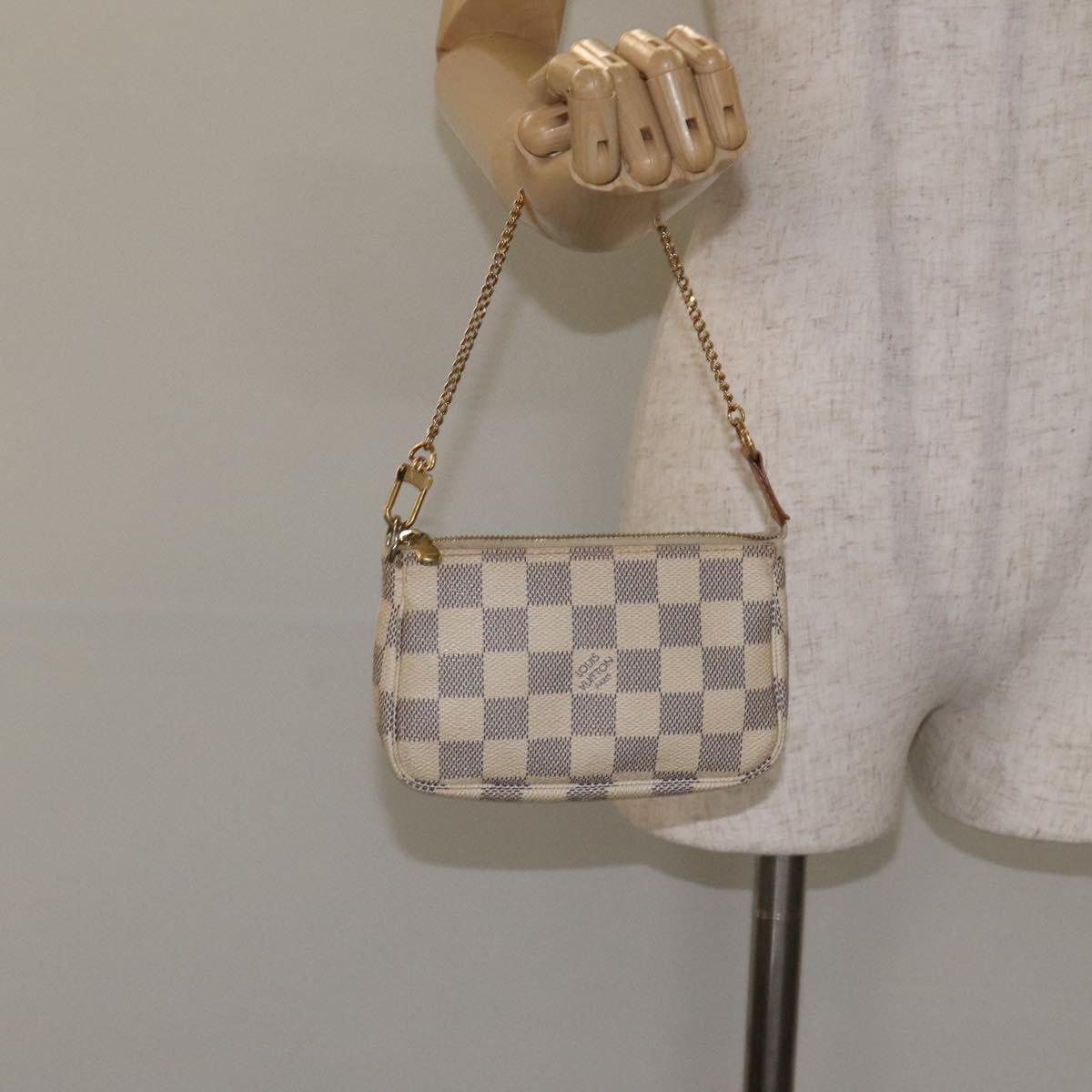 LOUIS VUITTON Damier Azur Mini Pochette Accessoires Pouch N63005 Auth 129806