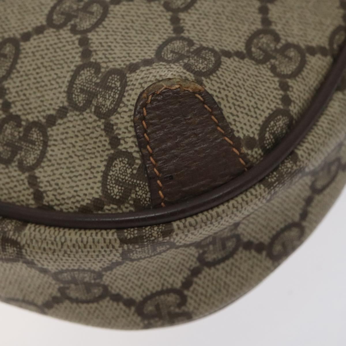 GUCCI GG Supreme Web Sherry Line Bag PVC Beige Gold 156 02 066 Auth 129814