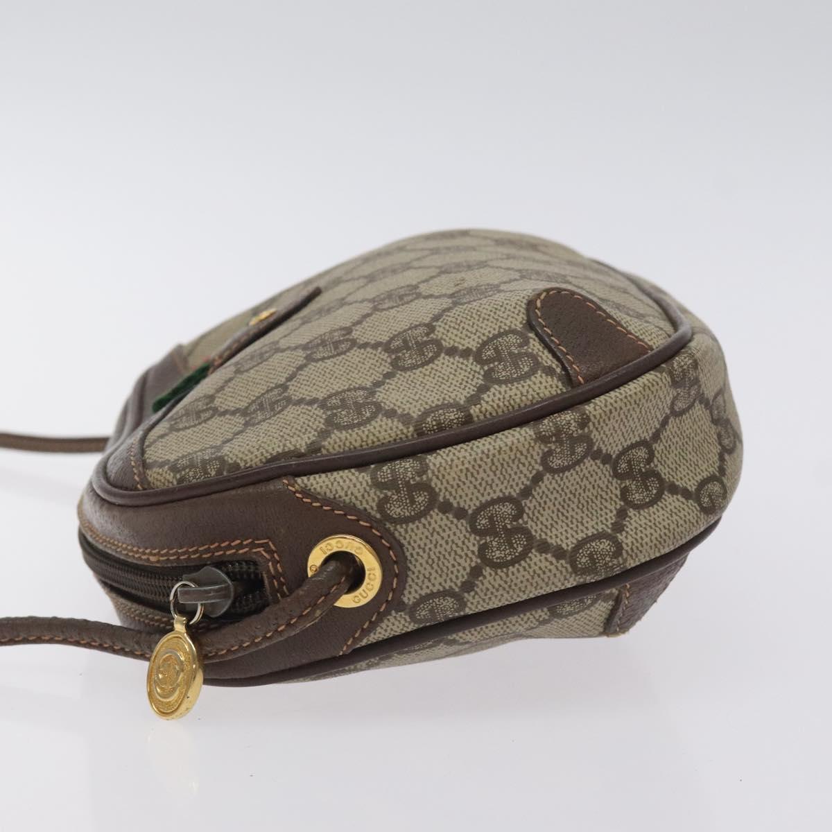GUCCI GG Supreme Web Sherry Line Bag PVC Beige Gold 156 02 066 Auth 129814