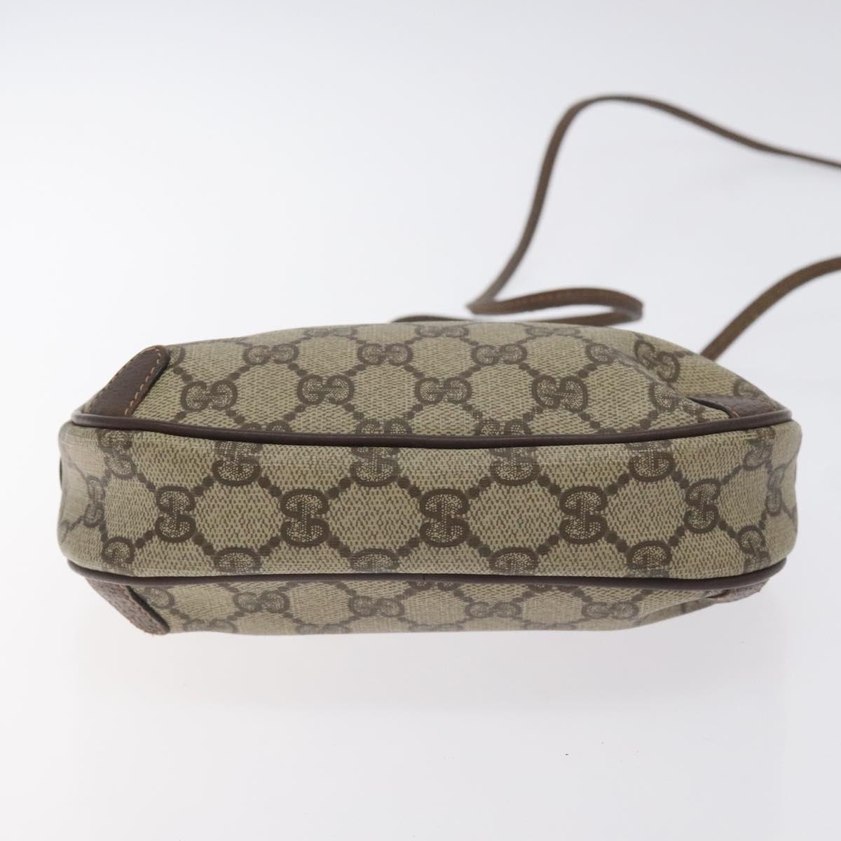 GUCCI GG Supreme Web Sherry Line Bag PVC Beige Gold 156 02 066 Auth 129814