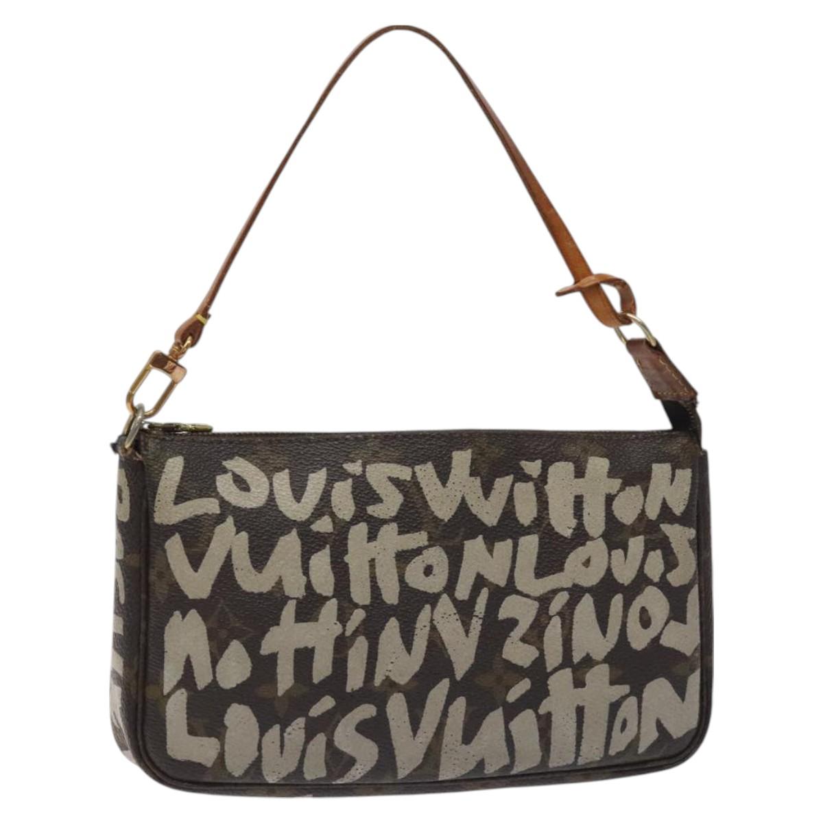 LOUIS VUITTON Monogram Graffiti Pochette Pouch Khaki M92191 LV Auth 129823