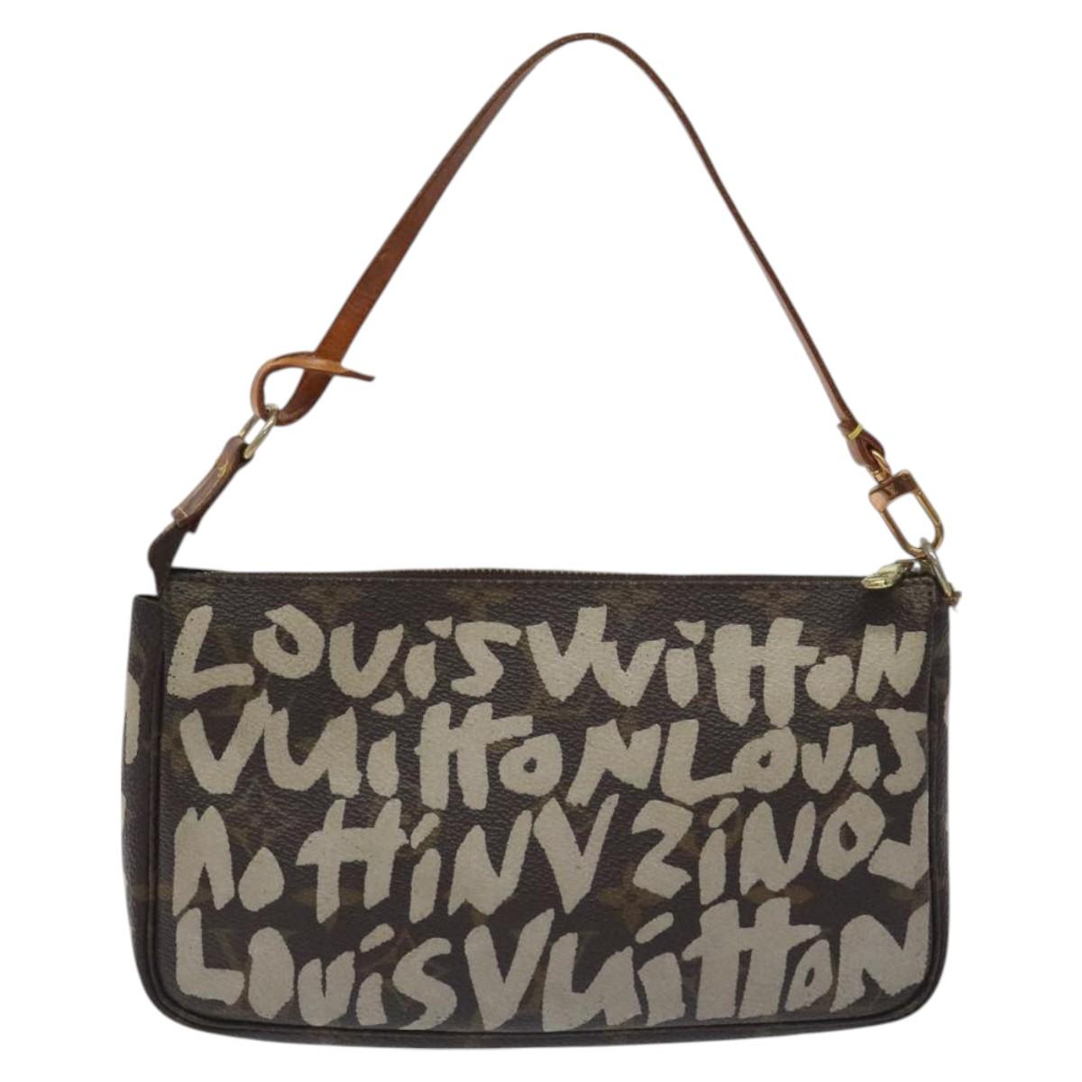 LOUIS VUITTON Monogram Graffiti Pochette Pouch Khaki M92191 LV Auth 129823