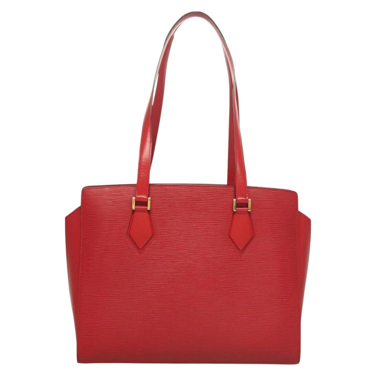 LOUIS VUITTON Epi Duplex Tote Bag Red M52427 LV Auth 129844