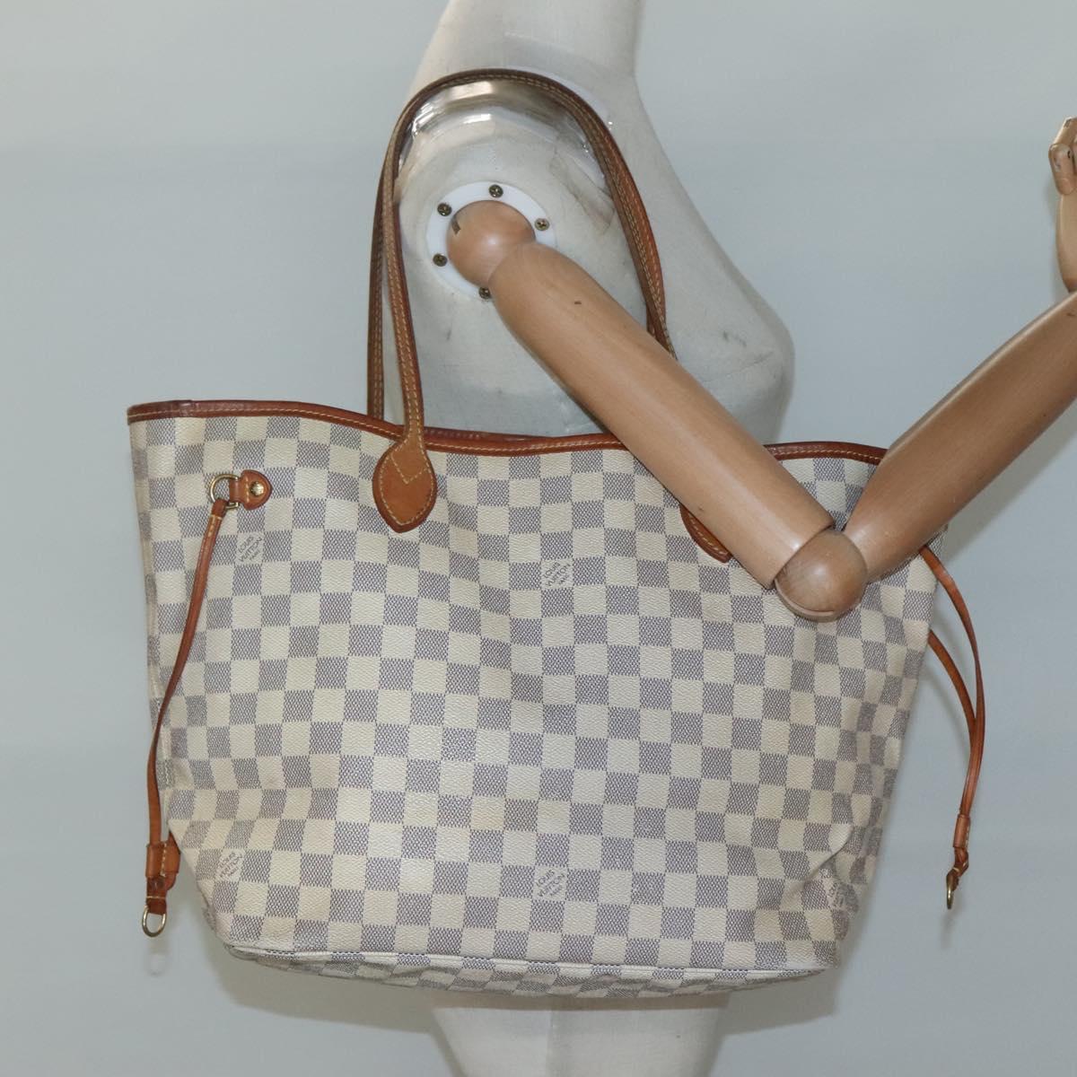 LOUIS VUITTON Damier Azur Neverfull MM Tote Bag N41605 LV Auth 129883