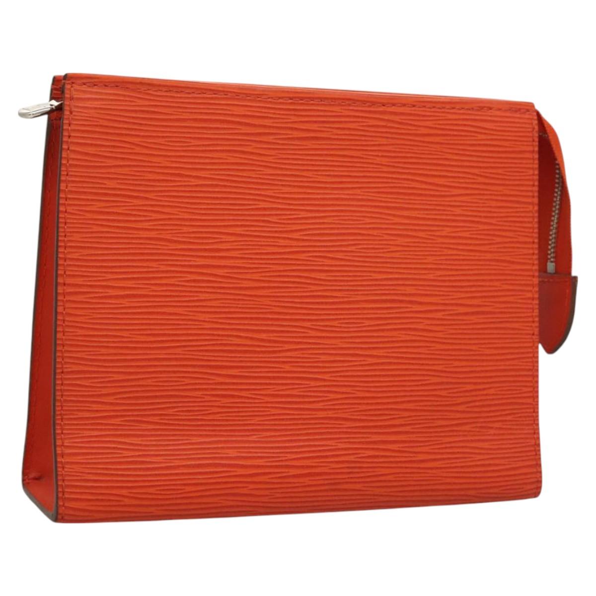 LOUIS VUITTON Epi Posh Toilet Pouch Orange Pimon M41084 LV Auth 129899