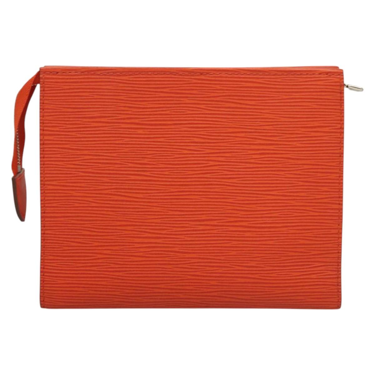 LOUIS VUITTON Epi Posh Toilet Pouch Orange Pimon M41084 LV Auth 129899