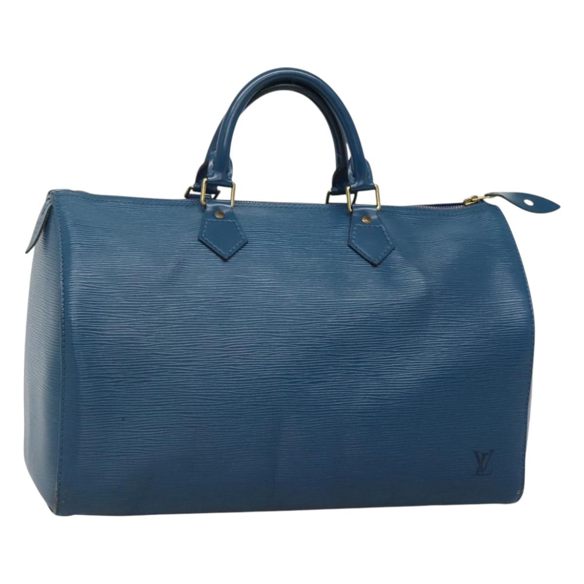 LOUIS VUITTON Epi Speedy 35 Hand Bag Toledo Blue M42995 LV Auth 129906