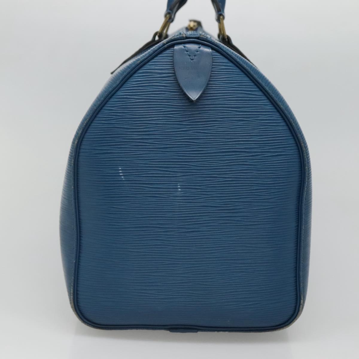 LOUIS VUITTON Epi Speedy 35 Hand Bag Toledo Blue M42995 LV Auth 129906