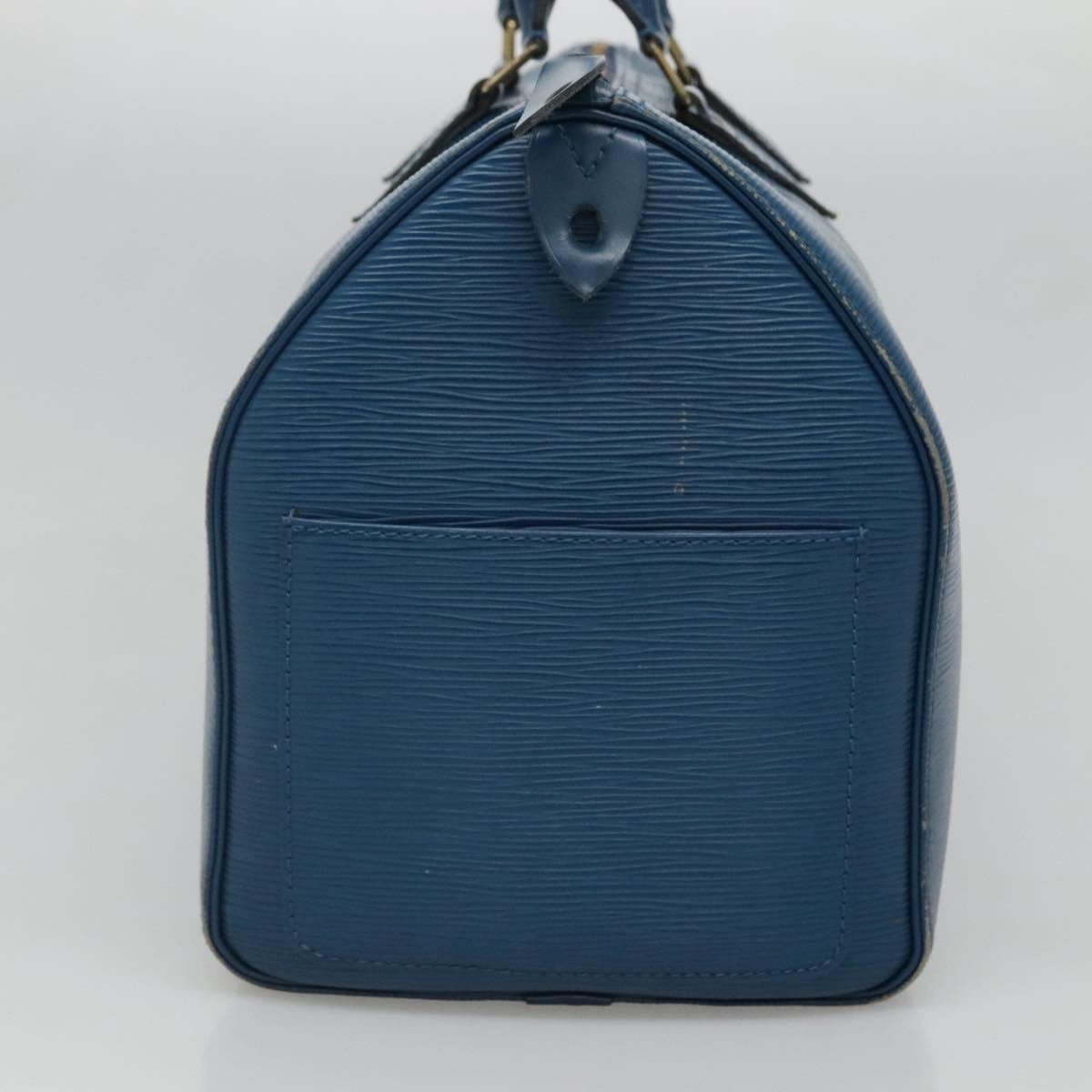 LOUIS VUITTON Epi Speedy 35 Hand Bag Toledo Blue M42995 LV Auth 129906