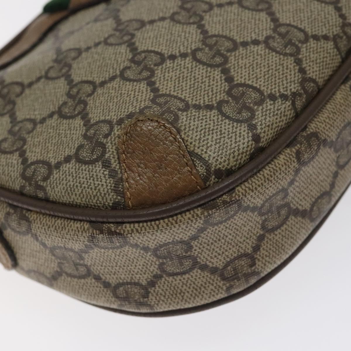 GUCCI GG Supreme Web Sherry Line Bag PVC Beige Gold 89 02 066 Auth 129909