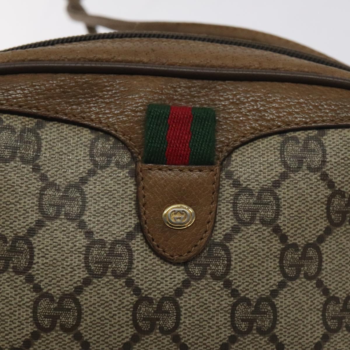 GUCCI GG Supreme Web Sherry Line Bag PVC Beige Gold 89 02 066 Auth 129909