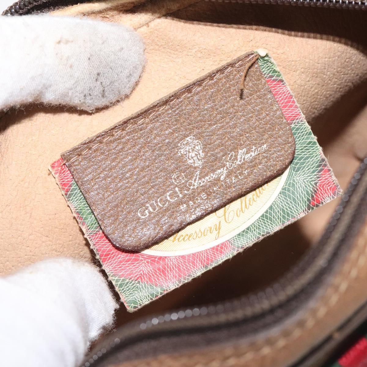 GUCCI GG Supreme Web Sherry Line Bag PVC Beige Gold 89 02 066 Auth 129909