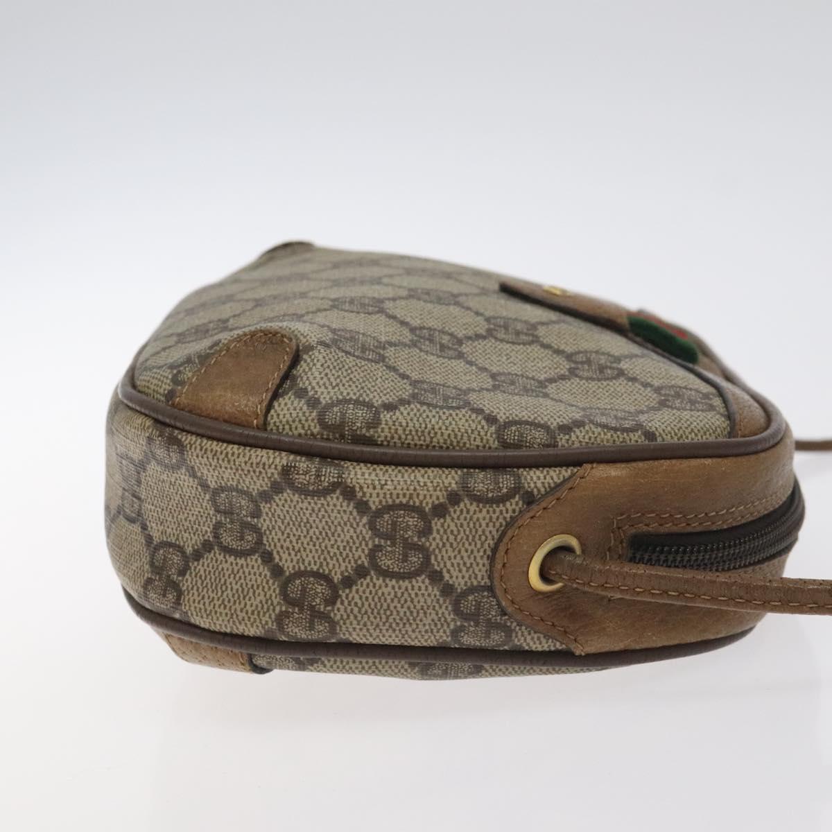 GUCCI GG Supreme Web Sherry Line Bag PVC Beige Gold 89 02 066 Auth 129909