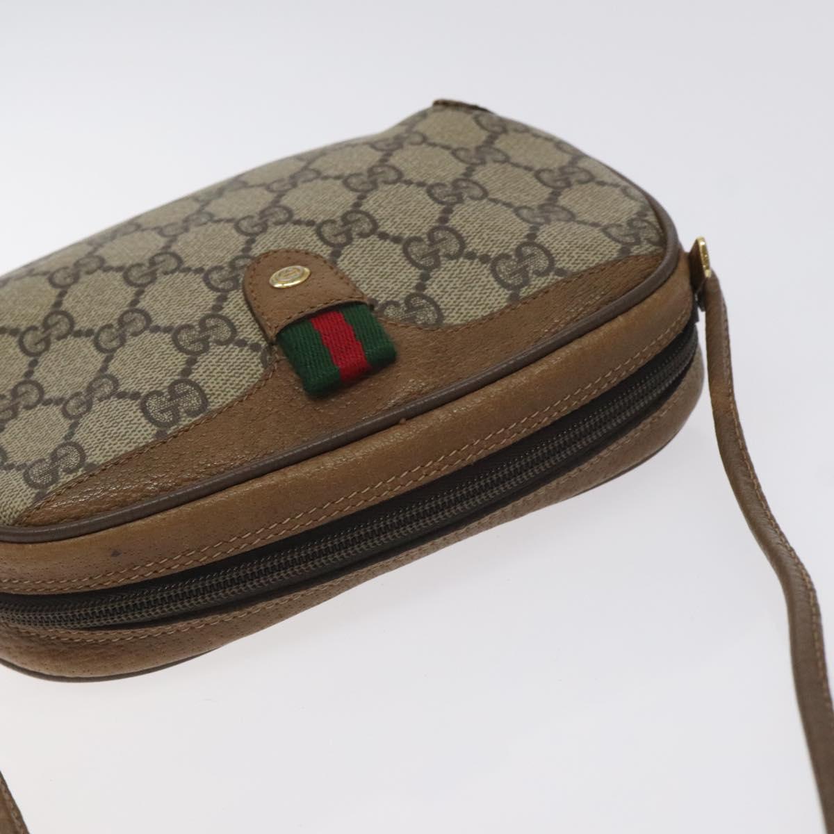 GUCCI GG Supreme Web Sherry Line Bag PVC Beige Gold 89 02 066 Auth 129909