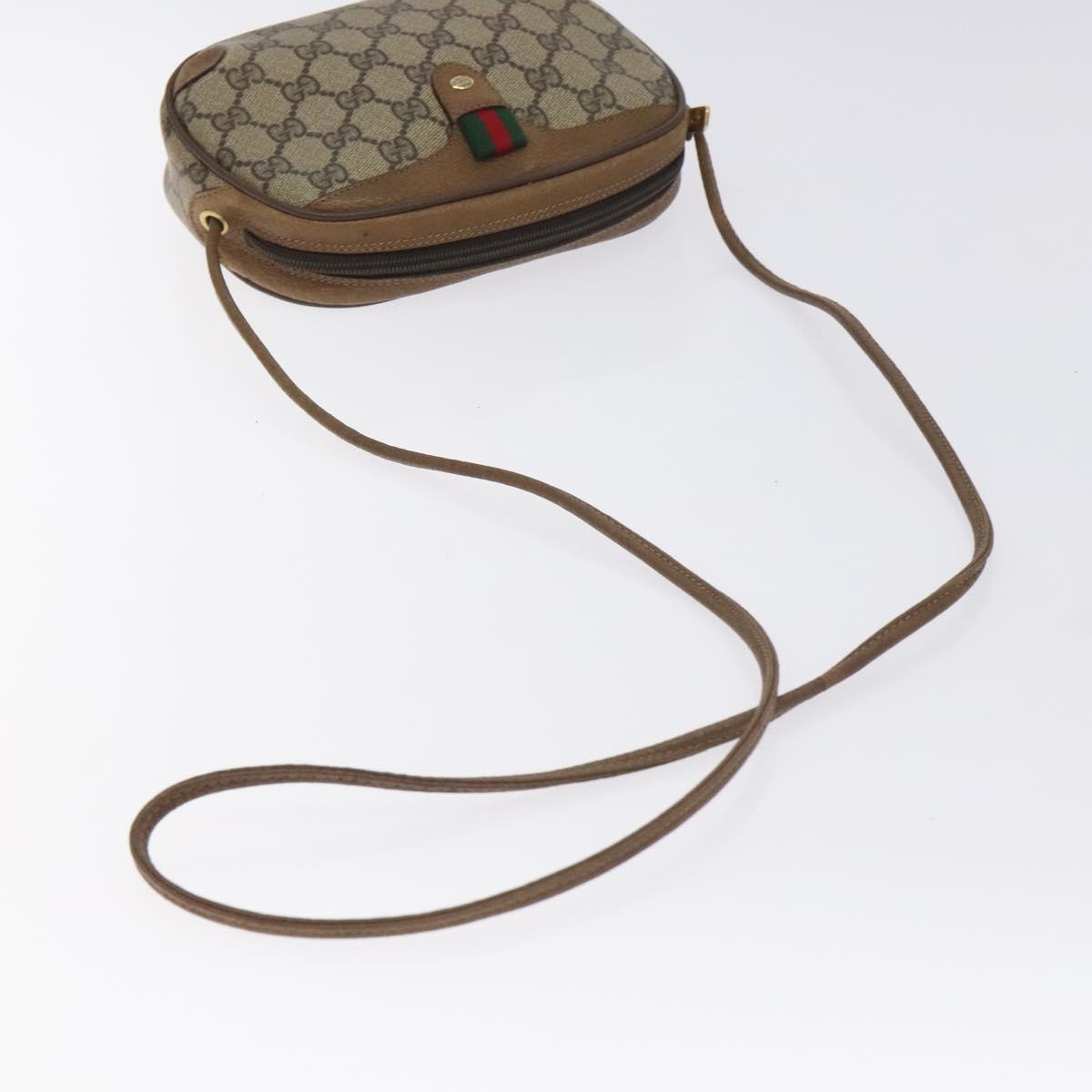GUCCI GG Supreme Web Sherry Line Bag PVC Beige Gold 89 02 066 Auth 129909