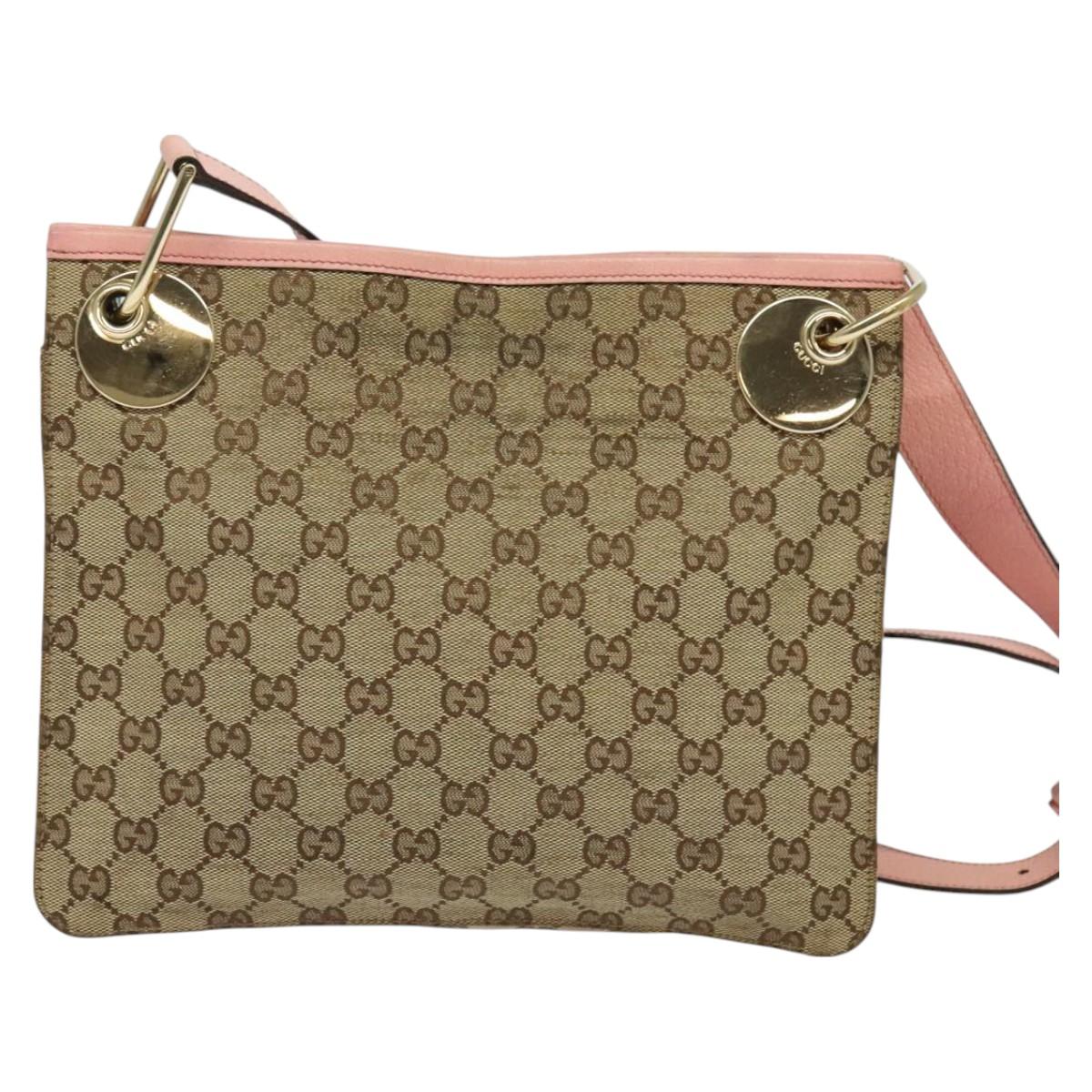 GUCCI GG Canvas Shoulder Bag Beige Gold 120841 Auth 129913