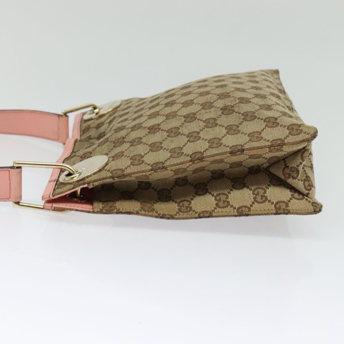 GUCCI GG Canvas Shoulder Bag Beige Gold 120841 Auth 129913