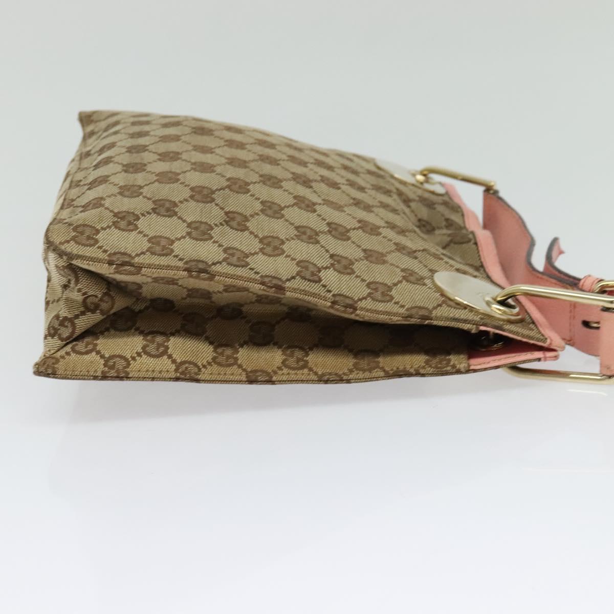 GUCCI GG Canvas Shoulder Bag Beige Gold 120841 Auth 129913