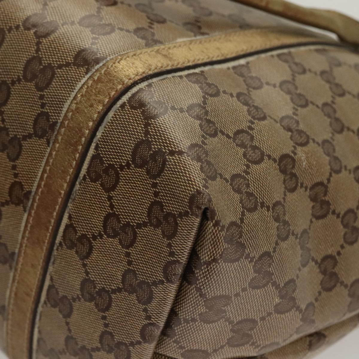 GUCCI GG Crystal Tote Bag Coated Canvas Beige Gold 197953 Auth 129915