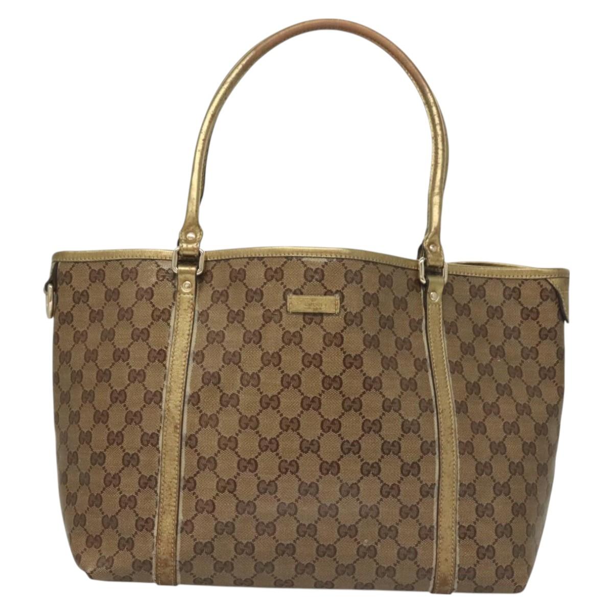 GUCCI GG Crystal Tote Bag Coated Canvas Beige Gold 197953 Auth 129915