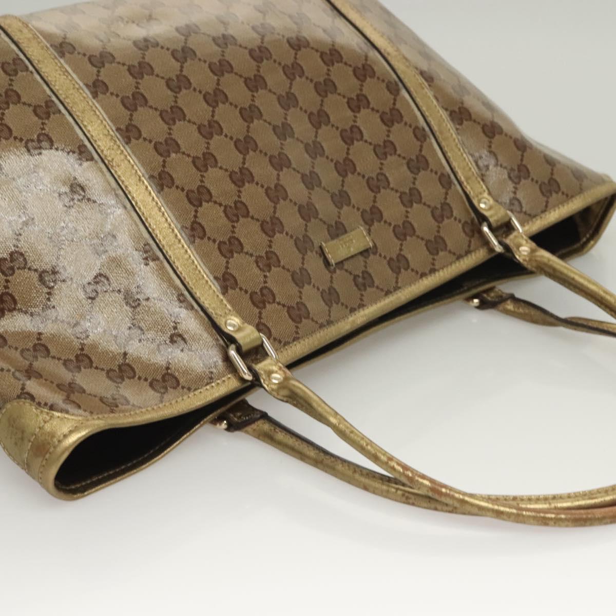 GUCCI GG Crystal Tote Bag Coated Canvas Beige Gold 197953 Auth 129915