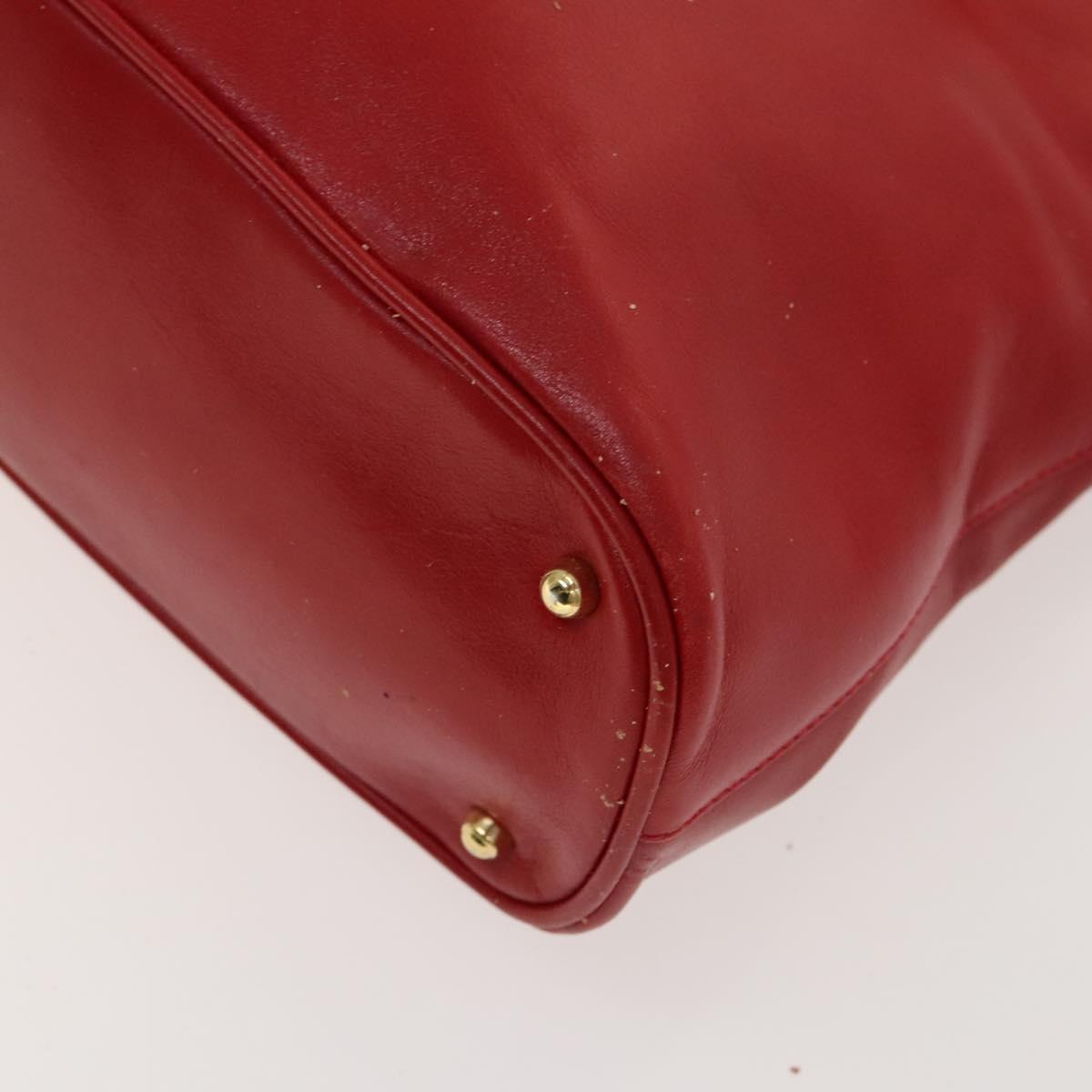 GUCCI Bamboo Hand Bag Leather Red Gold 000 2214 0289 Auth 129921