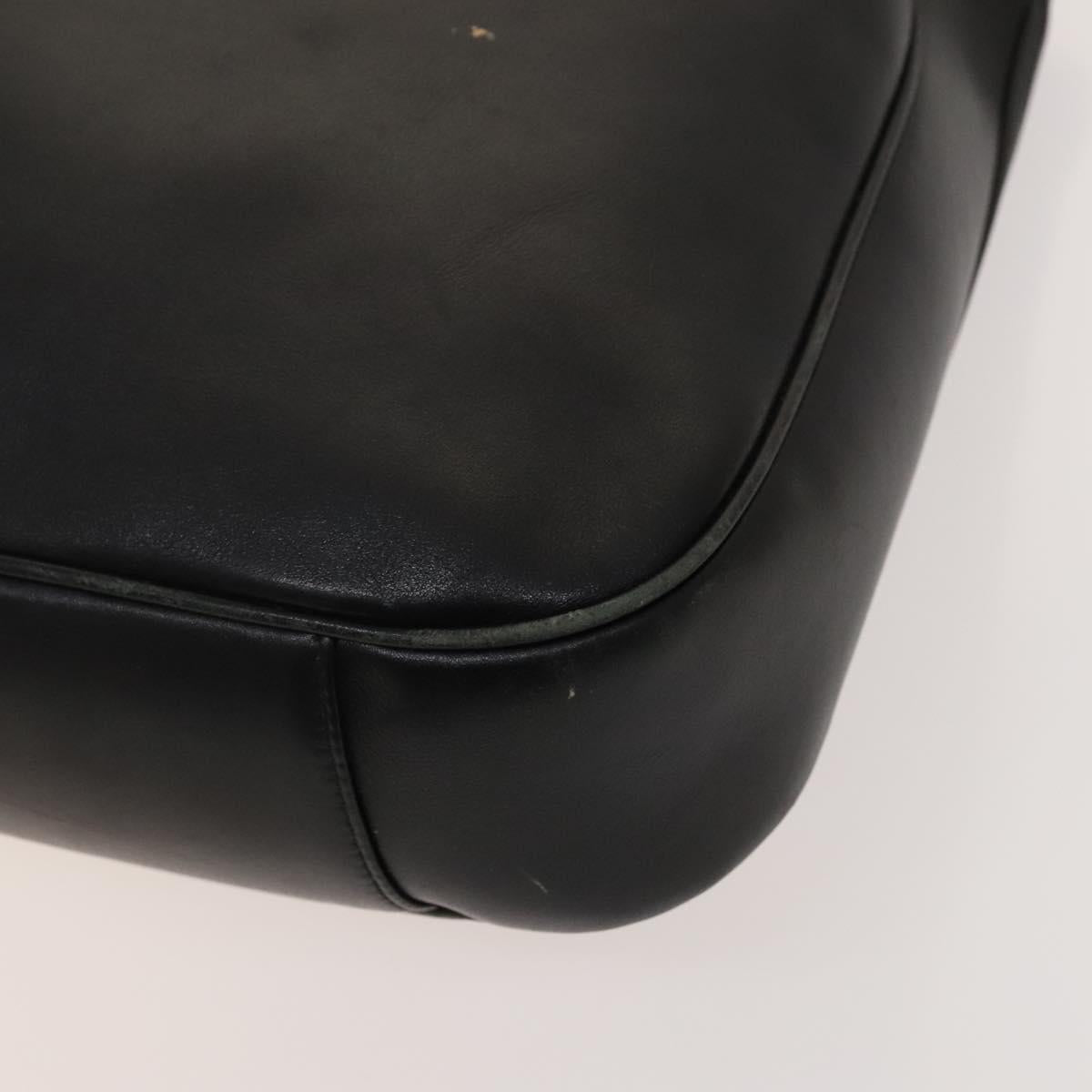 GUCCI Bamboo Hand Bag Leather 2way Black Gold 001 1577 Auth 129922