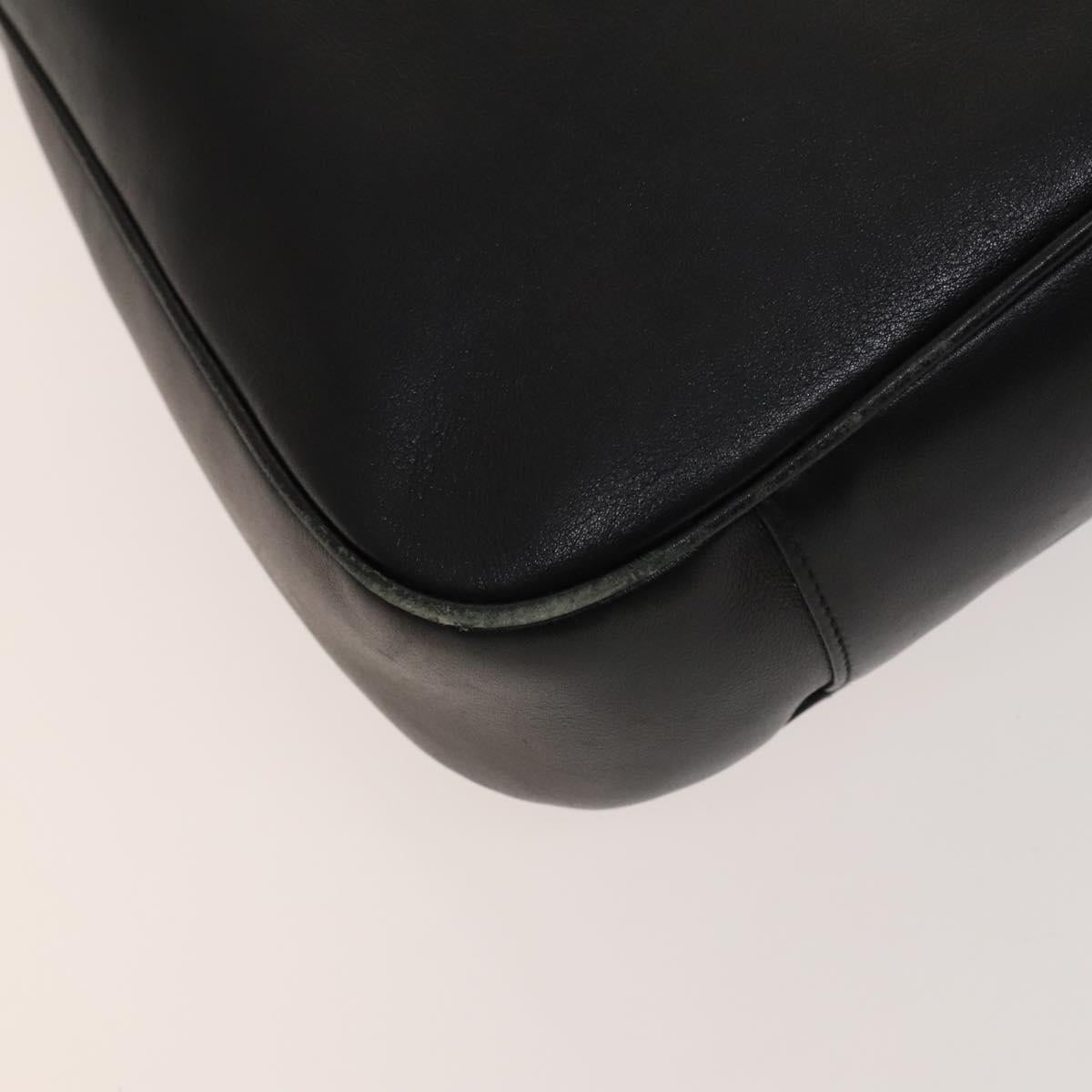 GUCCI Bamboo Hand Bag Leather 2way Black Gold 001 1577 Auth 129922