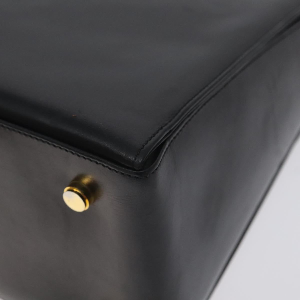 Salvatore Ferragamo Gancini Hand Bag Leather 2way Black Gold Auth 129924
