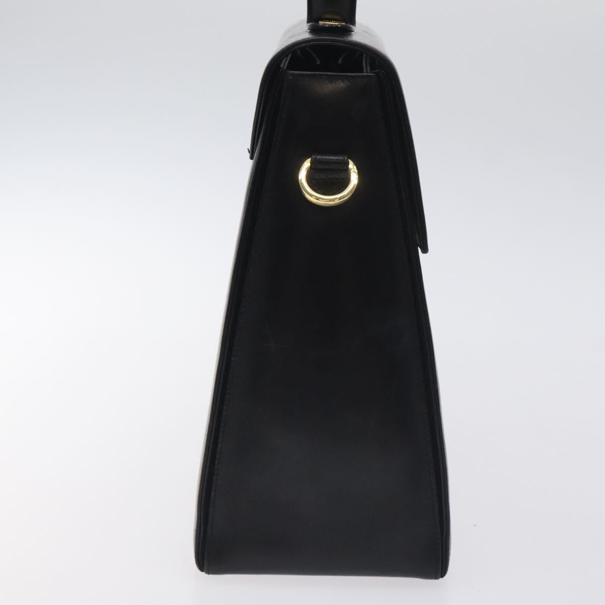 Salvatore Ferragamo Gancini Hand Bag Leather 2way Black Gold Auth 129924
