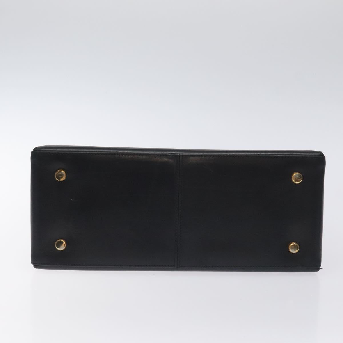 Salvatore Ferragamo Gancini Hand Bag Leather 2way Black Gold Auth 129924