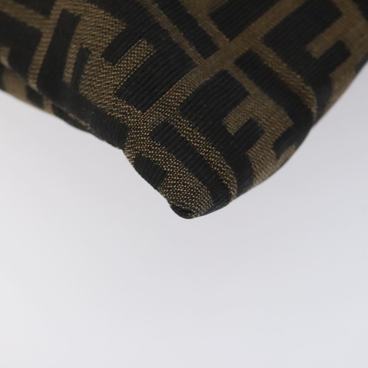 FENDI Zucca Canvas Hand Bag Black Brown Auth 129930