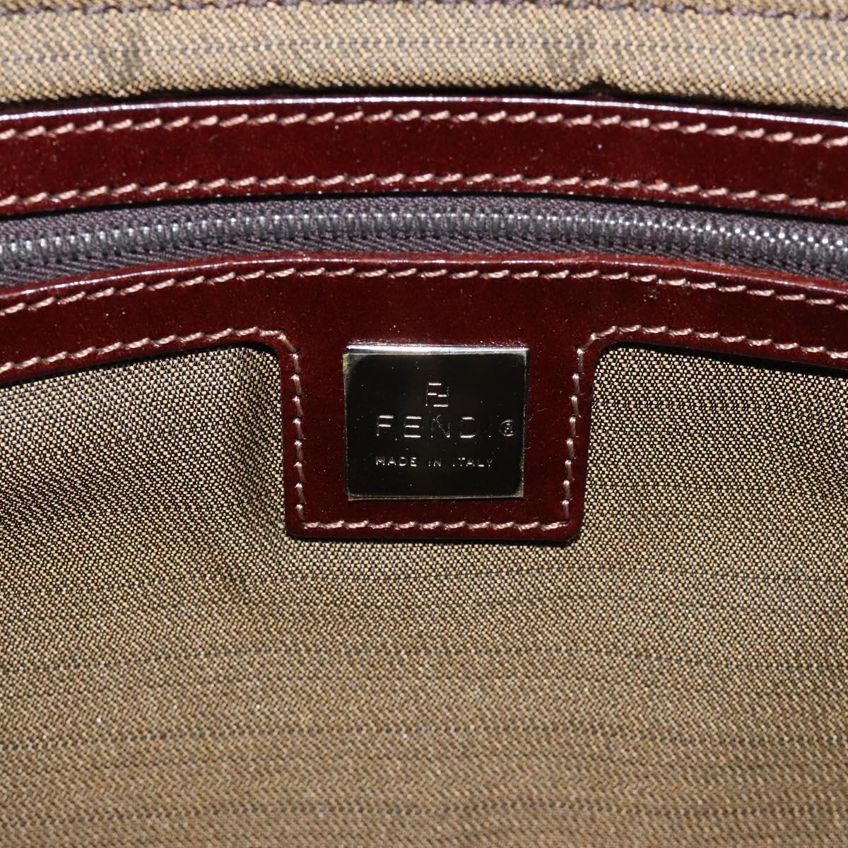 FENDI Zucca Canvas Hand Bag Black Brown Auth 129930