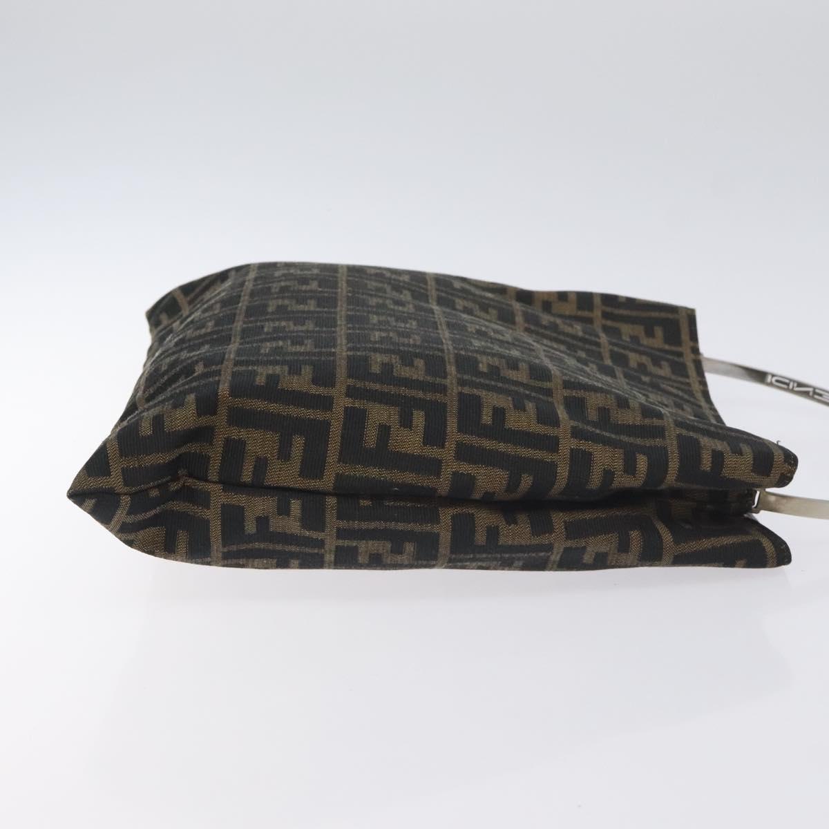 FENDI Zucca Canvas Hand Bag Black Brown Auth 129930