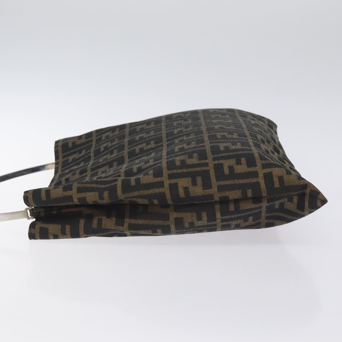 FENDI Zucca Canvas Hand Bag Black Brown Auth 129930