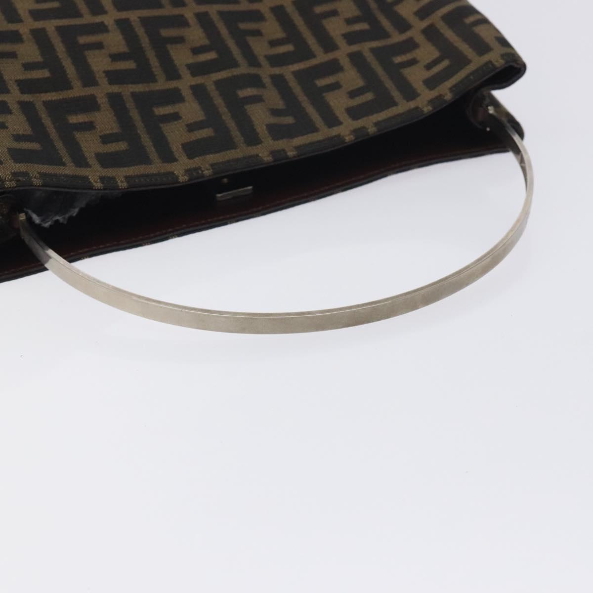 FENDI Zucca Canvas Hand Bag Black Brown Auth 129930