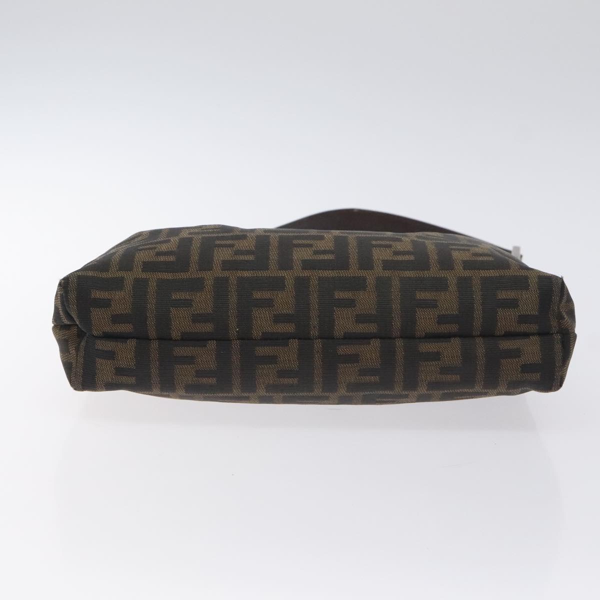 FENDI Zucca Canvas Shoulder Bag Black Brown Auth 129931