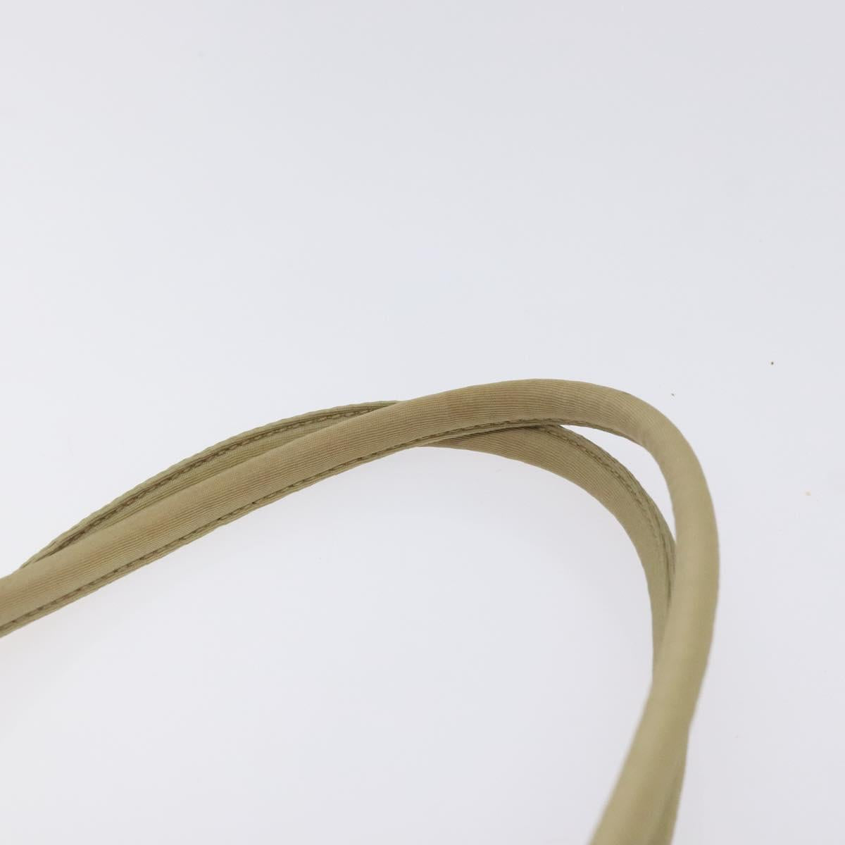 PRADA Tote Bag Nylon Leather Beige Silver Auth 129939