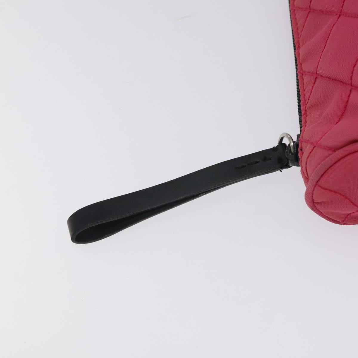 PRADA Pouch Nylon Pink Silver Auth 129940