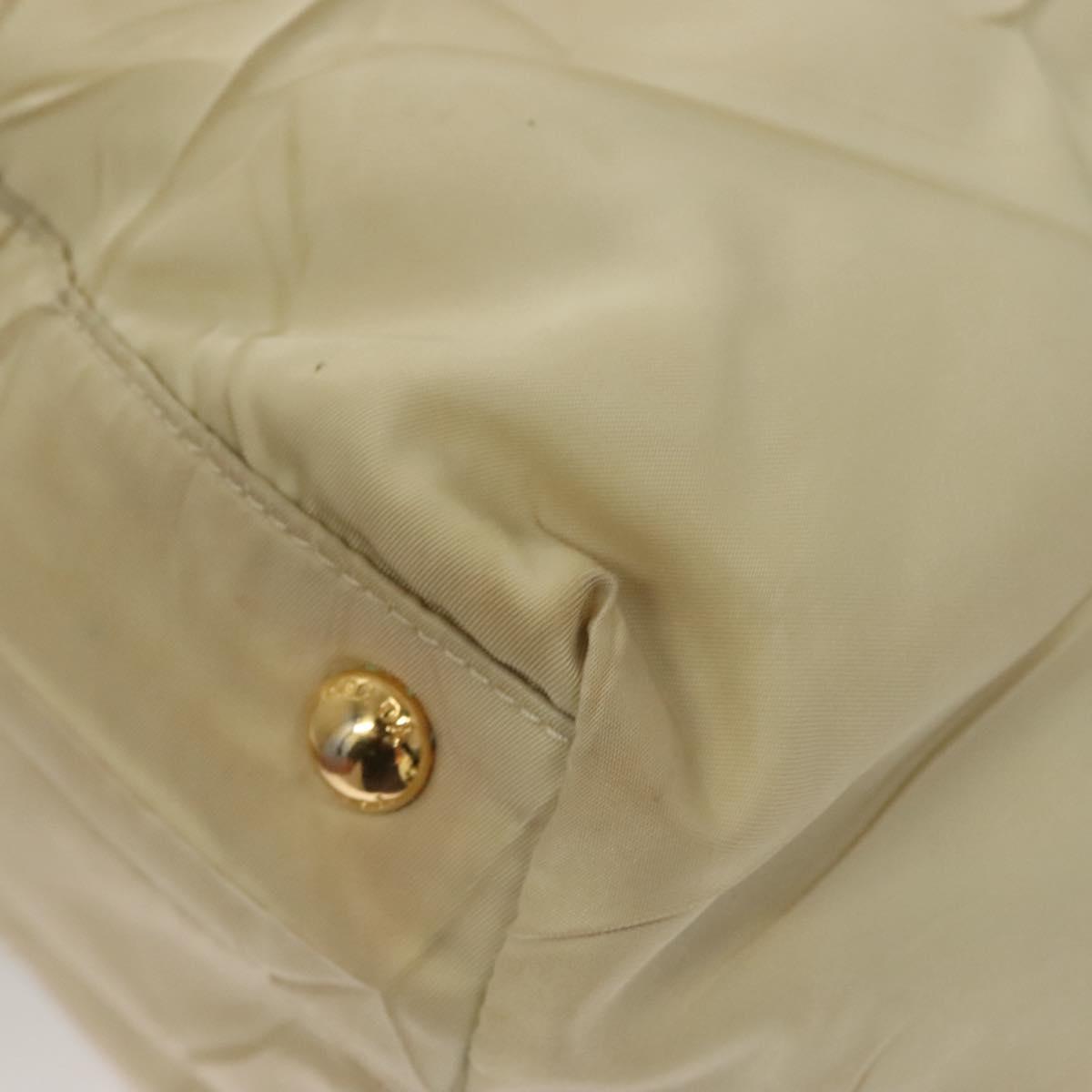 PRADA Hand Bag Nylon Beige Gold Auth 129942