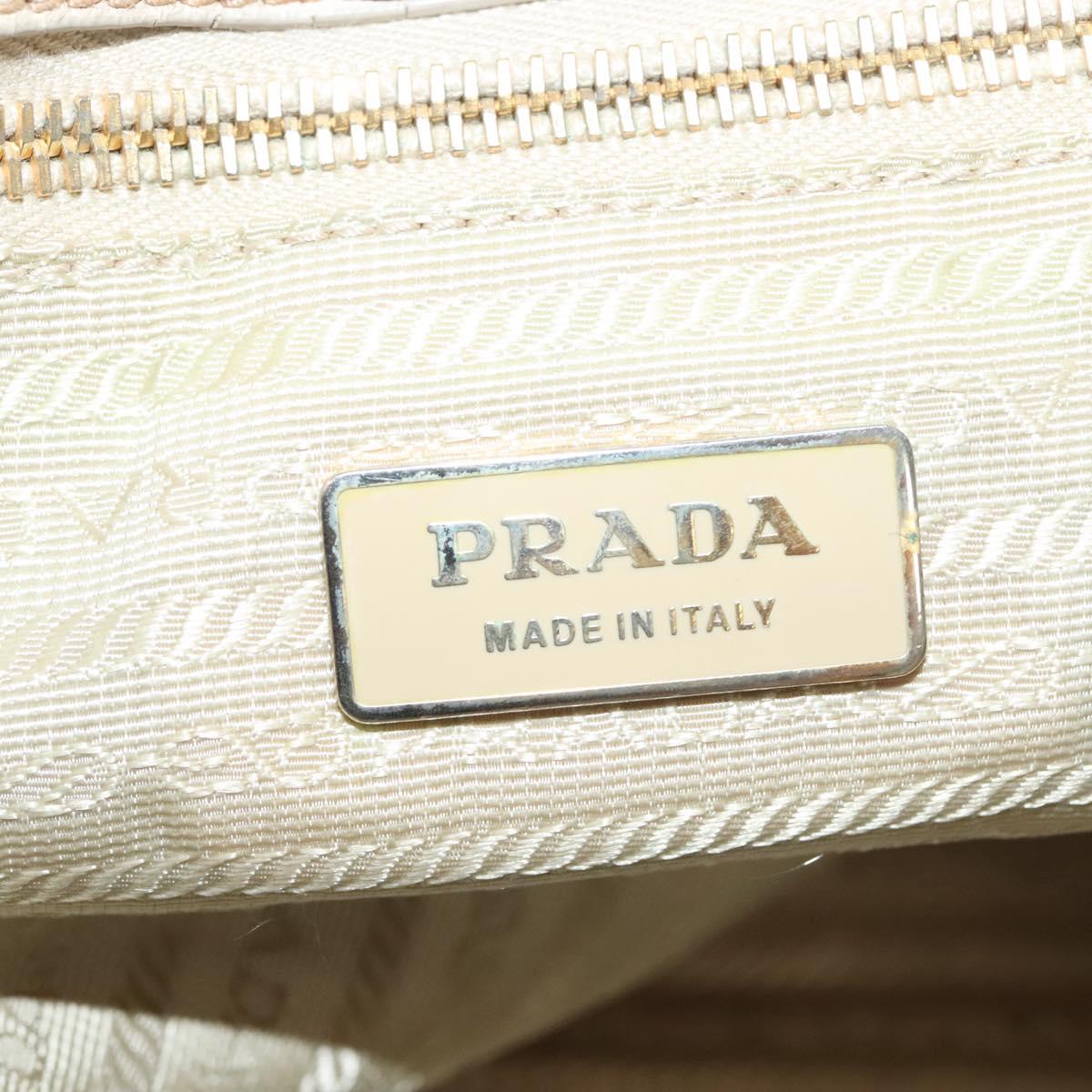 PRADA Hand Bag Nylon Beige Gold Auth 129942