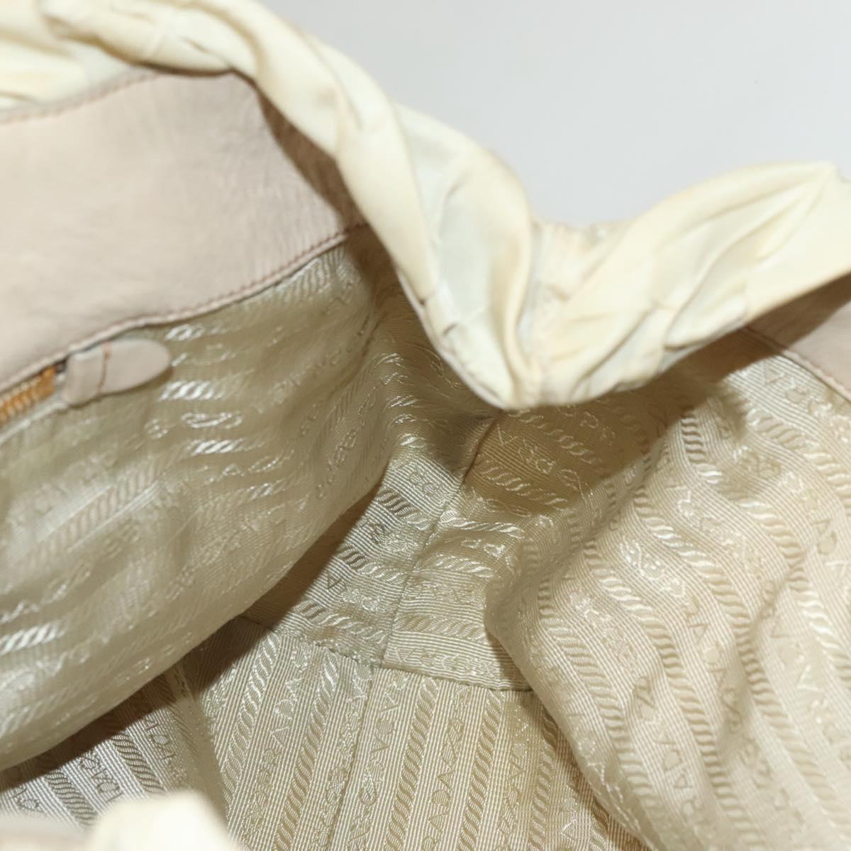 PRADA Hand Bag Nylon Beige Gold Auth 129942