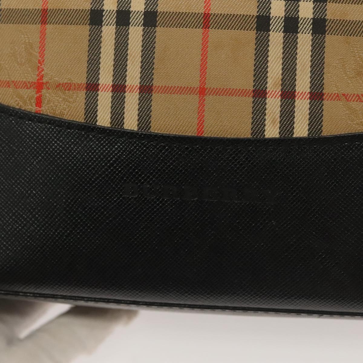 BURBERRY Nova Check Tote Bag Canvas Beige Gold Auth 129949