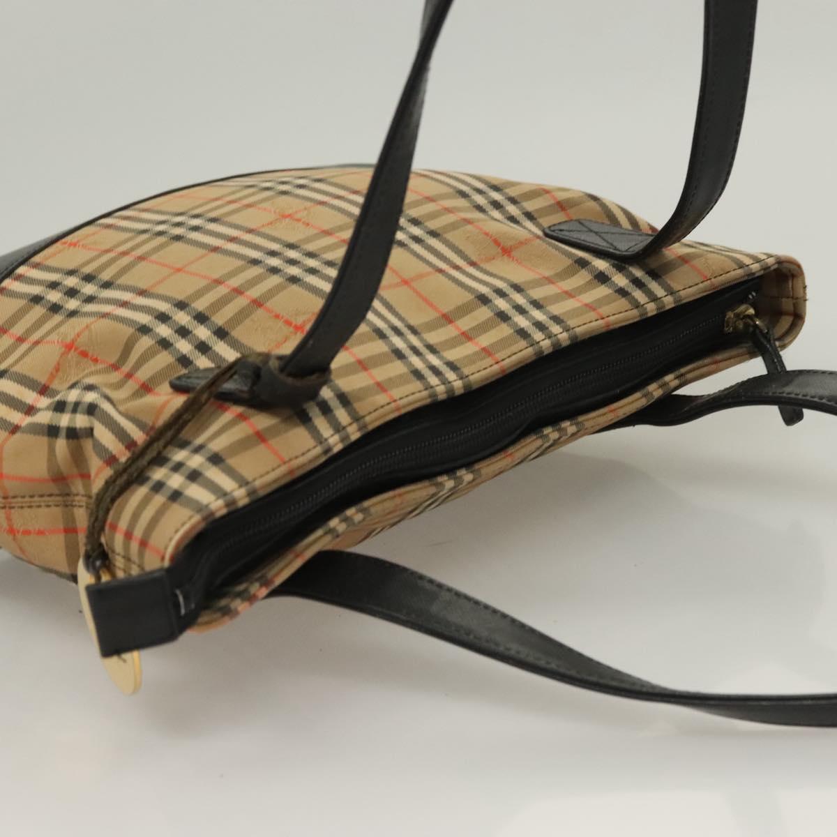 BURBERRY Nova Check Tote Bag Canvas Beige Gold Auth 129949