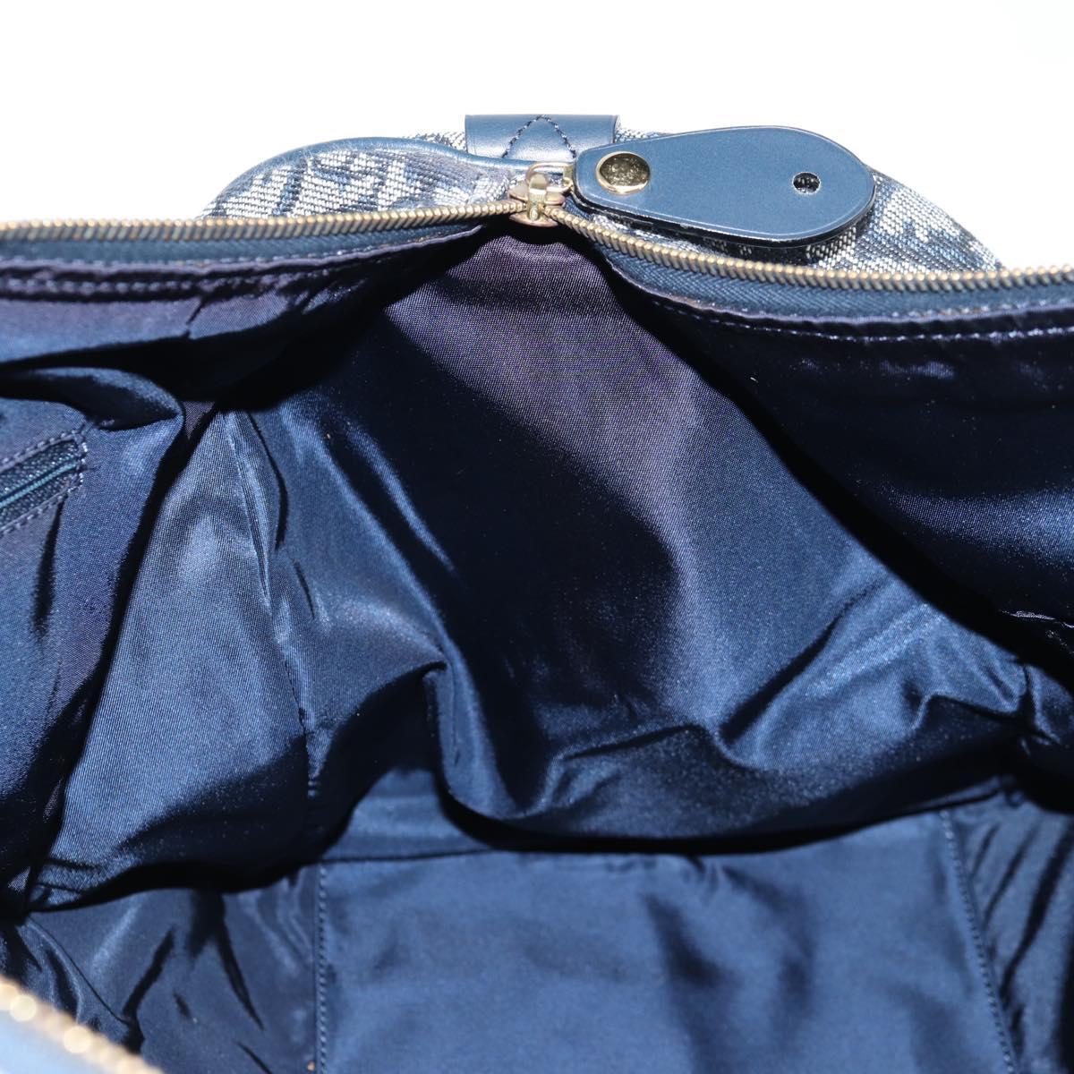 Christian Dior Trotter Canvas Boston Bag Navy Gold Auth 129964SAV