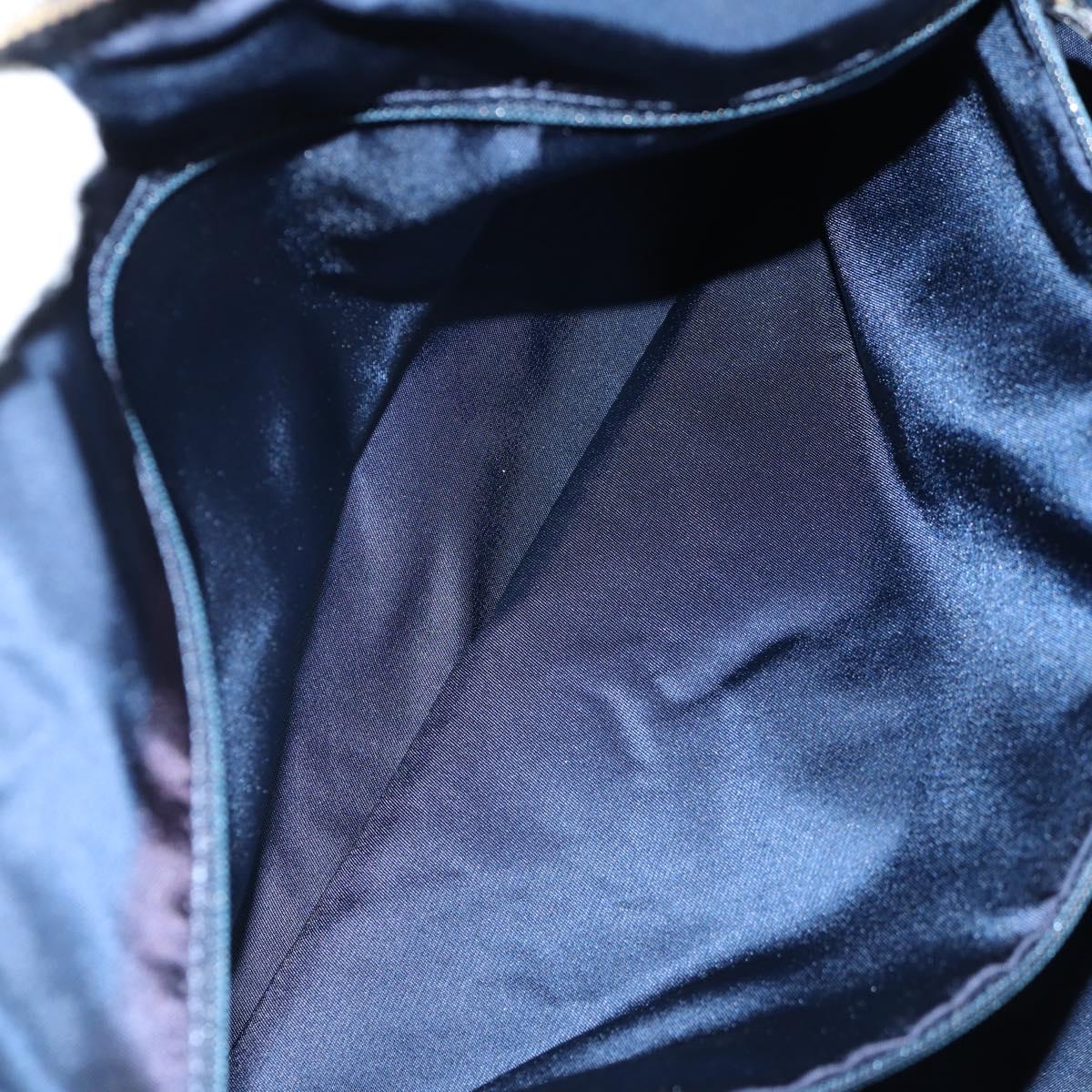 Christian Dior Trotter Canvas Boston Bag Navy Gold Auth 129964V