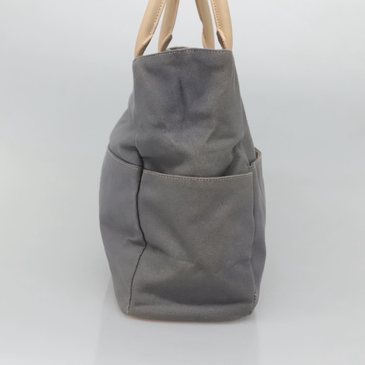 Burberrys Blue Label Tote Bag Canvas Gray Silver Auth 129965
