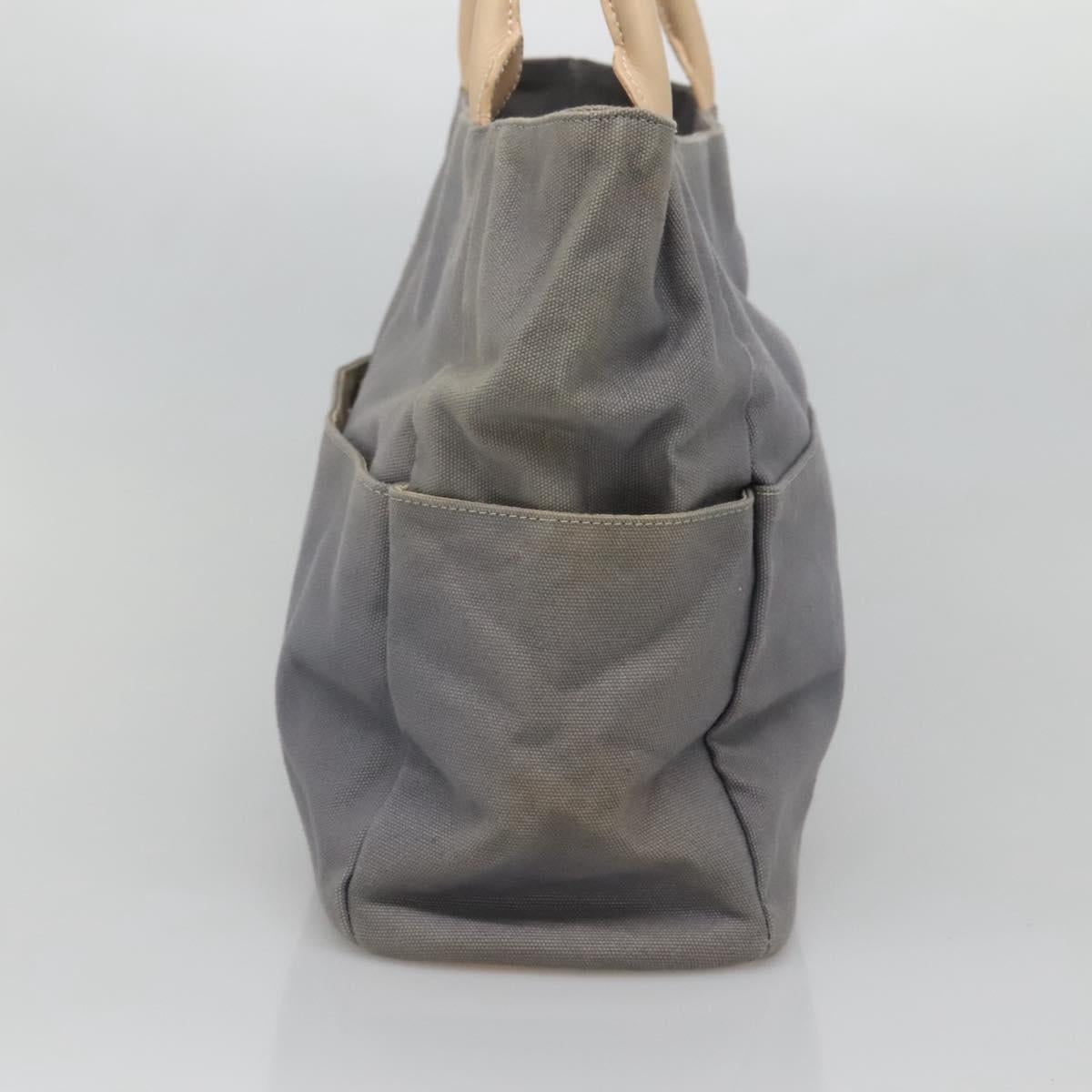 Burberrys Blue Label Tote Bag Canvas Gray Silver Auth 129965